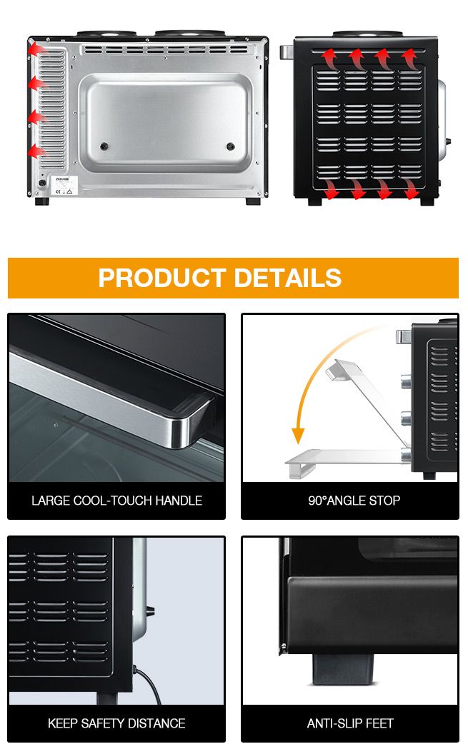 Maxkon New 60L Benchtop Convection Oven Rotisserie Portable Toaster with Hot Plates BestDeals