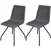 Dining Chairs 2 pcs with Iron Legs Fabric Dark Grey