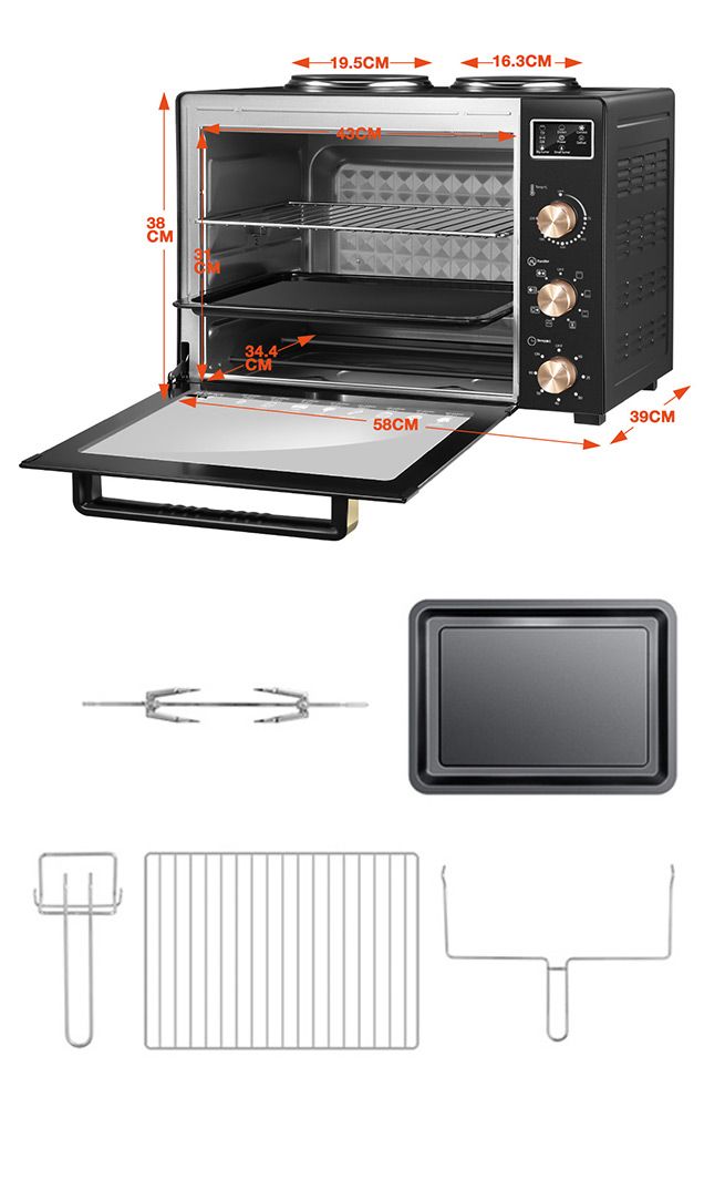 Maxkon New 45L Benchtop Convection Oven Rotisserie Portable Toaster