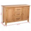 Sideboard with 3 Drawers 110x33,5x70 cm Solid Oak Wood