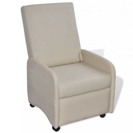 Armchair Foldable Artificial Leather Cream