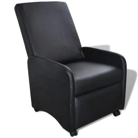 Armchair Foldable Artificial Leather Black