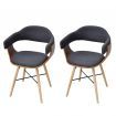 2 pcs Dining Chair Bentwood with Fabric Upholstery