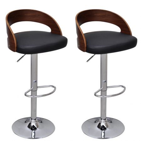 Bar Stools 2 pcs with Bentwood Frame Height Adjustable
