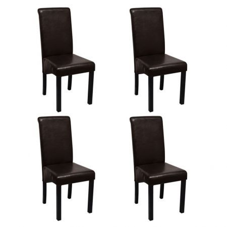 Dining Chairs 4 pcs Artificial Leather Brown