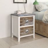 Nightstand 2 pcs with 2 Drawers Brown and White