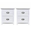 Nightstand 2 pcs with 2 Drawers White