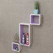 3 White-purple MDF Floating Wall Display Shelf Cubes Book/DVD Storage