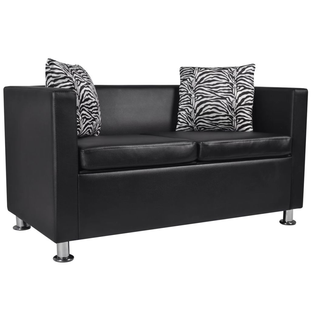 Sofa 2-Seater Artificial Leather Black