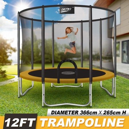 Genki 12ft Trampoline with Safety Enclosure Net