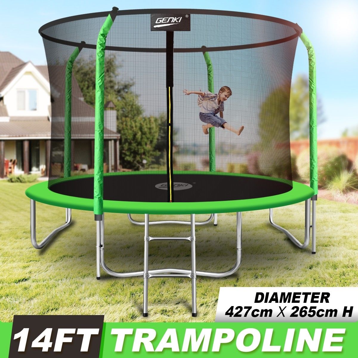 Genki 14FT Trampoline Set with Safety Enclosure Net with Ladder