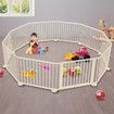 Foldable 10 Panel Kids Playpen Safety Fence New Zealand pine Wood