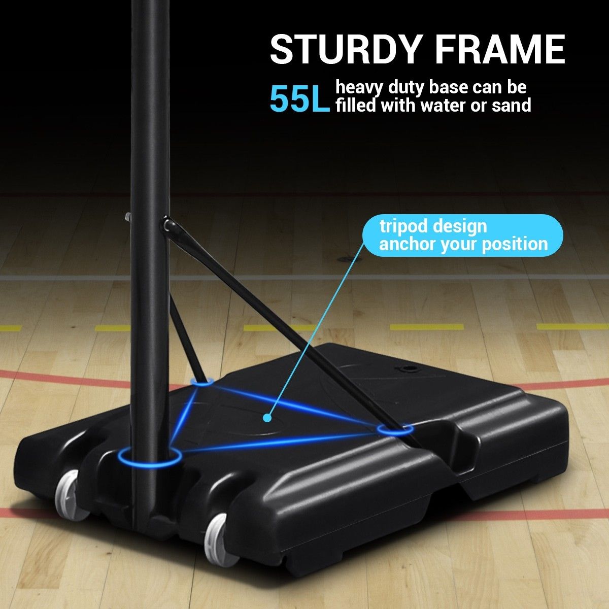 1.53.05M Portable Basketball Hoop Backboard System Stand Net Ring Set