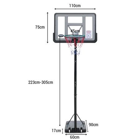 2.23-3.05m Large Portable Basketball Hoop Stand System Quick Height ...