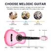 Melodic 34 Inch Kids Acoustic Guitar 6 Strings Tuner Cutaway Wooden Kids Gift Pink