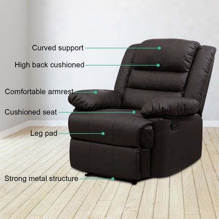 Luxury PU Leather Recliner Chair Armchair Lounging Sofa - Brown | Crazy ...