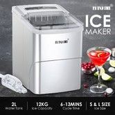 MAXKON Ice Maker Ice Cube Machine 12KG Ice Capacity Silver 