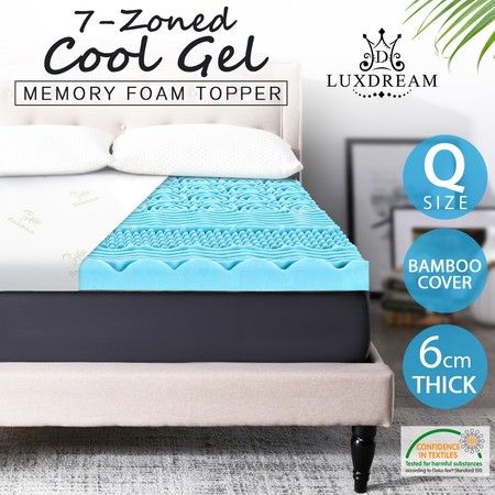 6m Memory Foam Mattress Topper Queen Size With 7 Zone Texture Crazy Sales