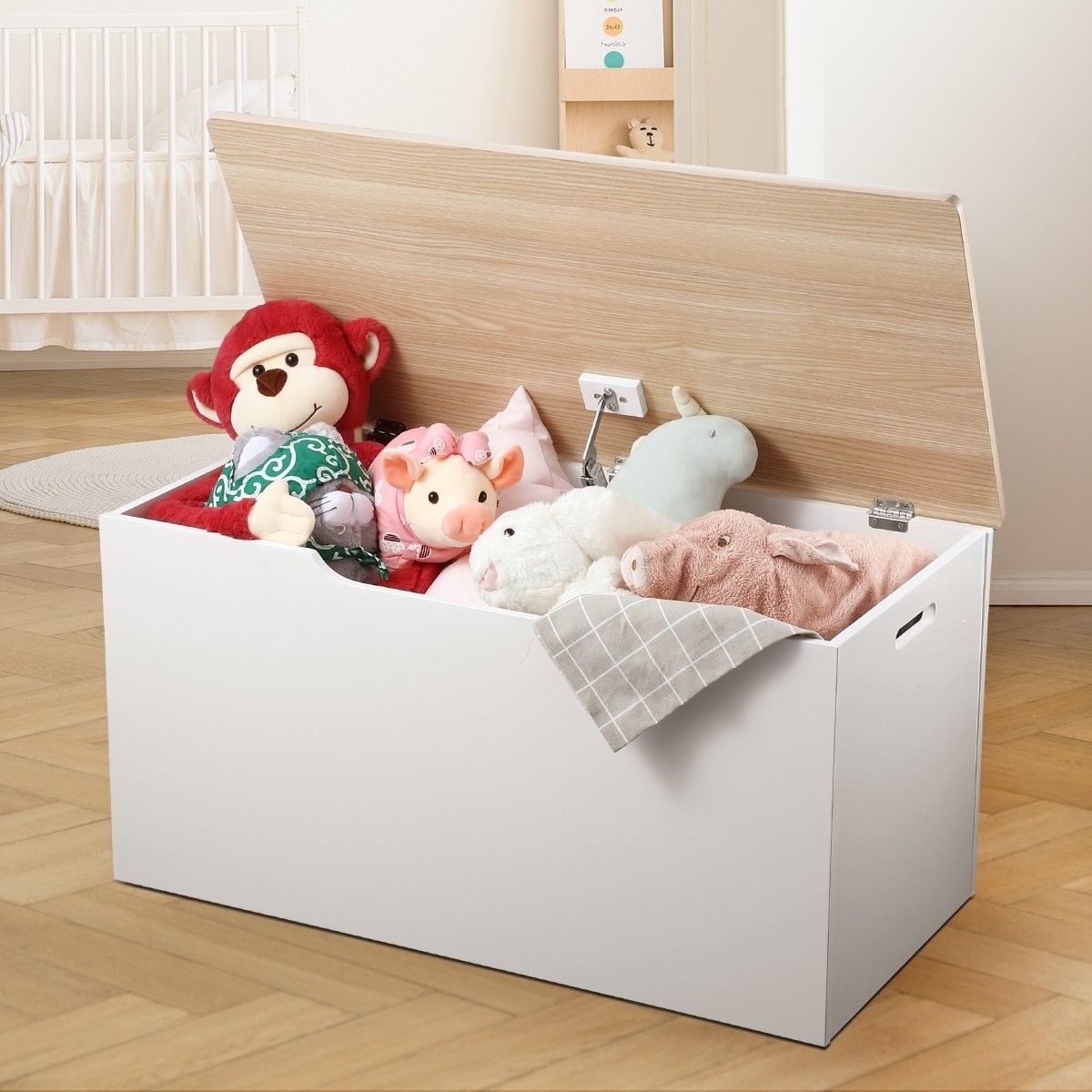 gray and white toy box