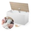 Kidbot Kids Wooden White Toy Storage Box Chest with Lid 80x40x40cm