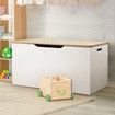 Kidbot Kids Wooden White Toy Storage Box Chest with Lid 80x40x40cm