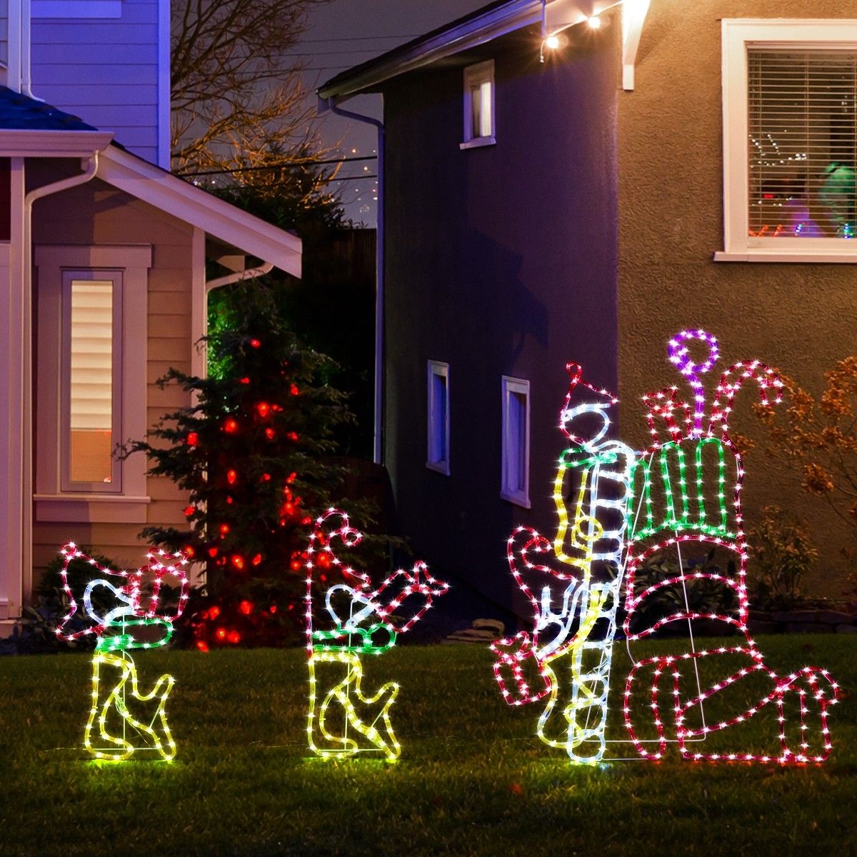 New Christmas Stocking Gifts Lights Motif 27M LED Rope Xmas Decoration