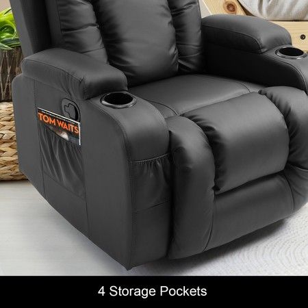 walnew swivel rocker recliner with massage and heat