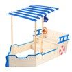 Wooden Boat Sandbox with Canopy Kids Sandpit Toys 