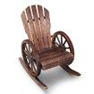 Wooden Chair Rocking Chair Outdoor Patio Furniture with Wagon Wheel Armrests 