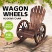 Wooden Chair Rocking Chair Outdoor Patio Furniture with Wagon Wheel Armrests 