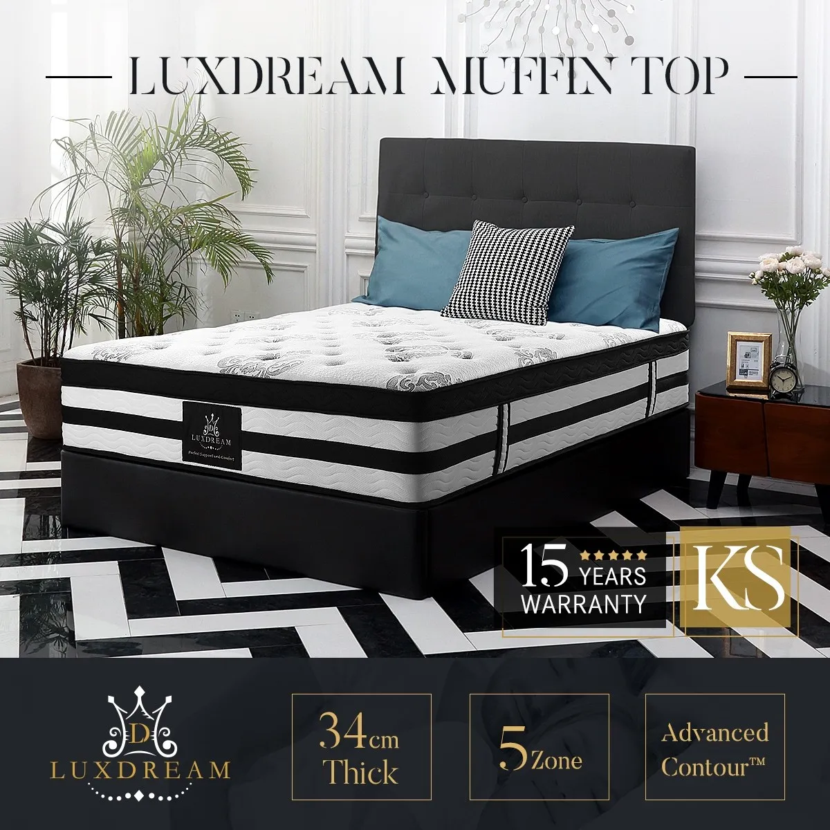Luxdream King Single Muffin Top 5Zone Pocket Spring EcoFoam Mattress