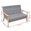 2-Seater Sofa Fabric Light Grey