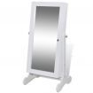 Jewelry Cabinet with LED Light and Mirror Door White