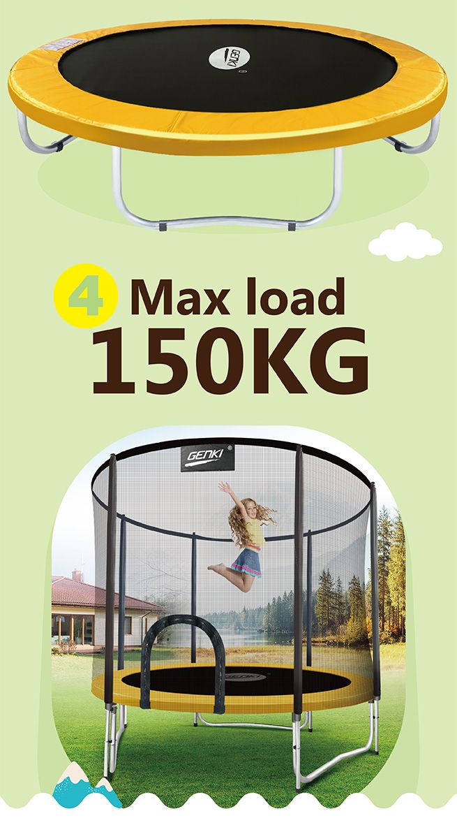 Genki 10ft Trampoline with Safety Enclosure Net Crazy Sales