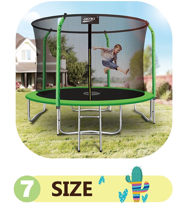 Genki 12FT Trampoline Set with Safety Enclosure Net with Ladder Crazy