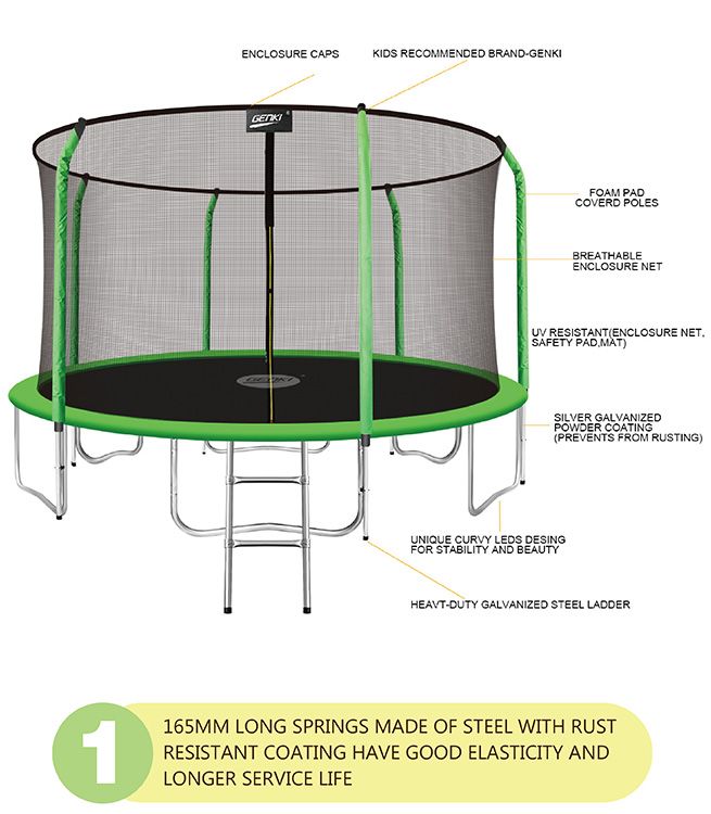 Genki 16FT Trampoline Set with Safety Enclosure Net with Ladder Crazy
