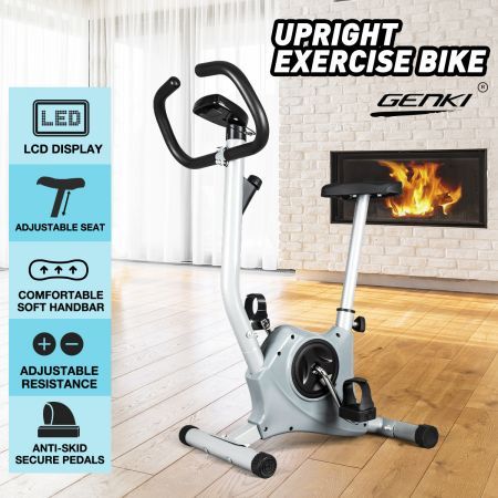 Genki Belt Bike Excercise Bike Cardio Equipment Upright Spin Bike Grey