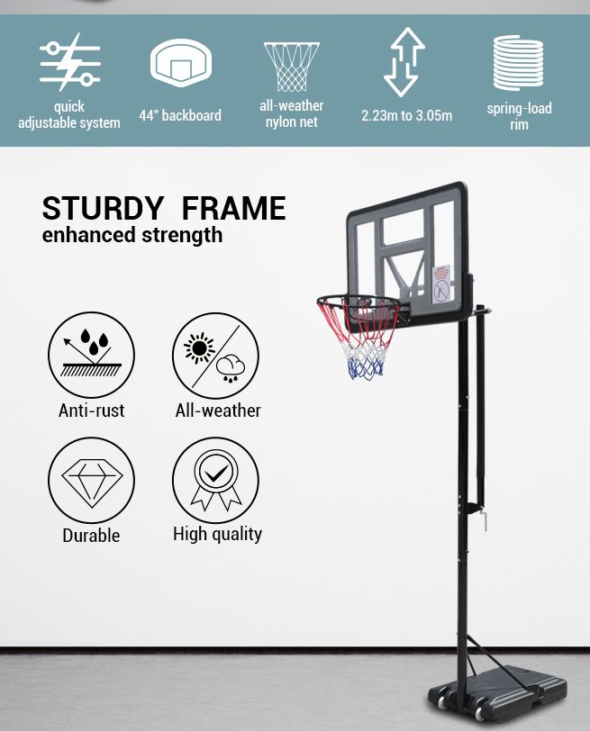 2.233.05m Large Portable Basketball Hoop Stand System Quick Height