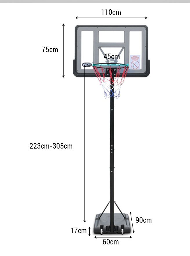 2.233.05m Large Portable Basketball Hoop Stand System Quick Height