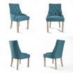 2X French Provincial Dining Chair Oak Leg AMOUR DARK BLUE