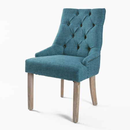 French Provincial Dining Chair Oak Leg AMOUR DARK BLUE