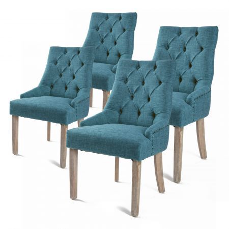 4X French Provincial Dining Chair Oak Leg AMOUR DARK BLUE