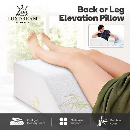 Memory Foam Knee Leg Elevation Wedge Bed Pillow Cushion Back Support Aid w/Cover 