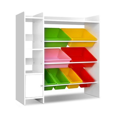 Keezi 8 Bins Kids Toy Box Storage Organiser Display Bookshelf