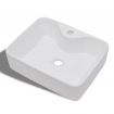 Ceramic Bathroom Sink Basin with Faucet Hole White Square