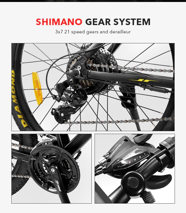 Upgraded 26'' Electric Bike eBike Mountain Bicycle 36V 250W 21 21 Speed