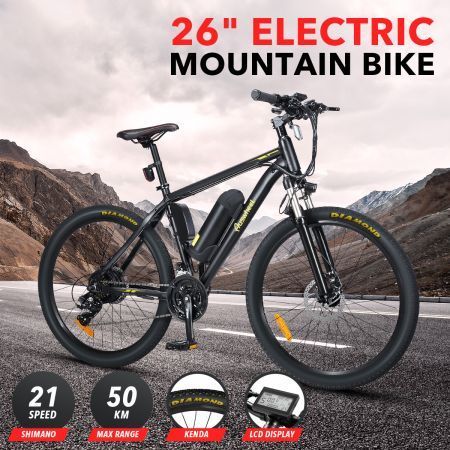 Auswheel Upgraded 26'' Electric Bike eBike Mountain Bicycle 36V 250W 21 Speed Shifter