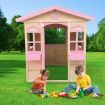 Outdoor Kids Cubby House Wooden Playhouse Pink 