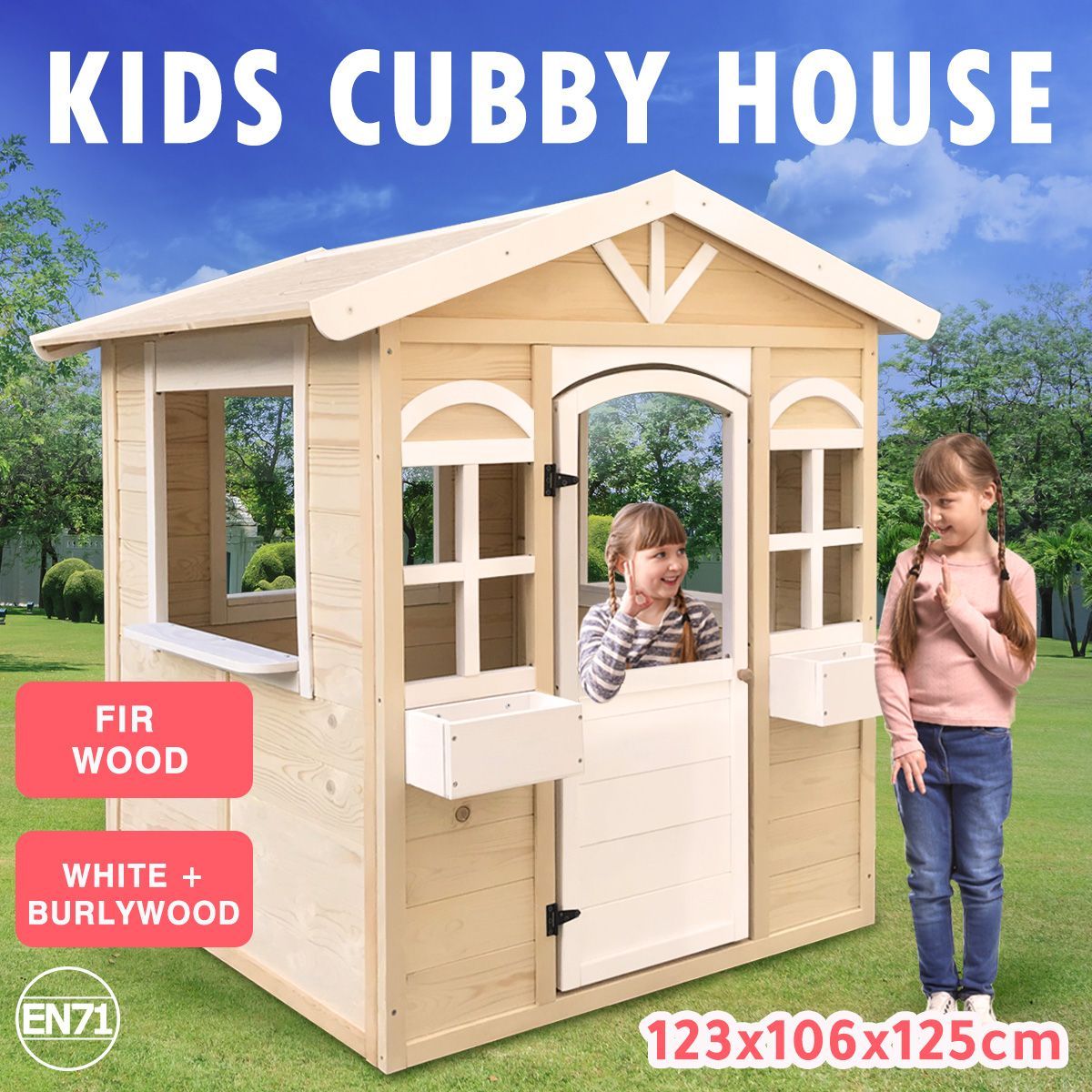 Outdoor Kids Cubby House Wooden Playhouse 