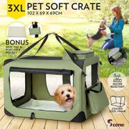 Dog Crate Carrier Pet Cat Soft Travel Kennel Foldable Portable Cage 3XL Army Green